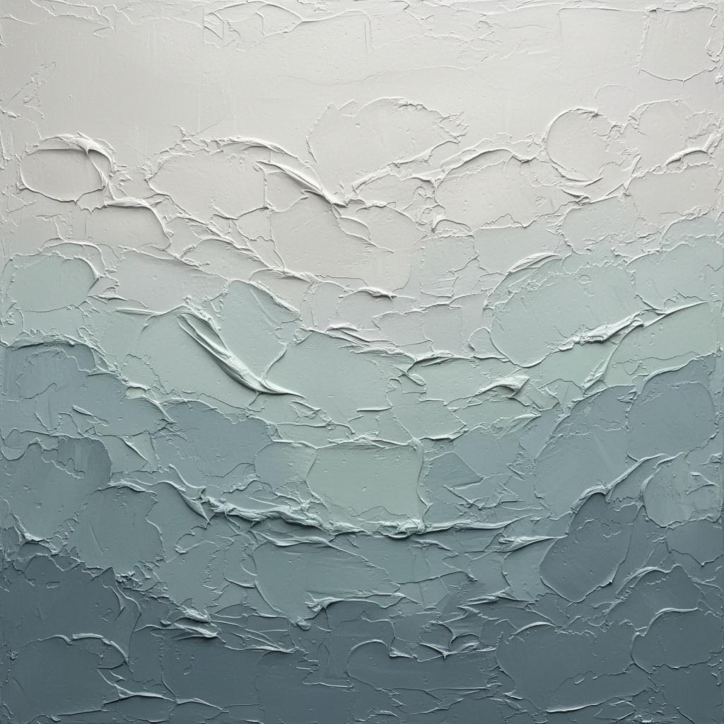 Monolithic Strata Of Slate And Light: A Sculptural Study In Serene Impasto Relief — David Moreau