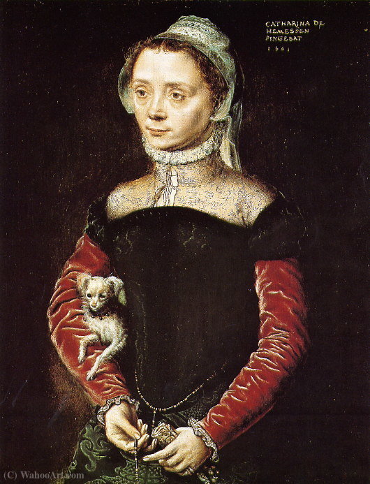 Portrait Of A Woman With Dog — Catharina Van Hemessen