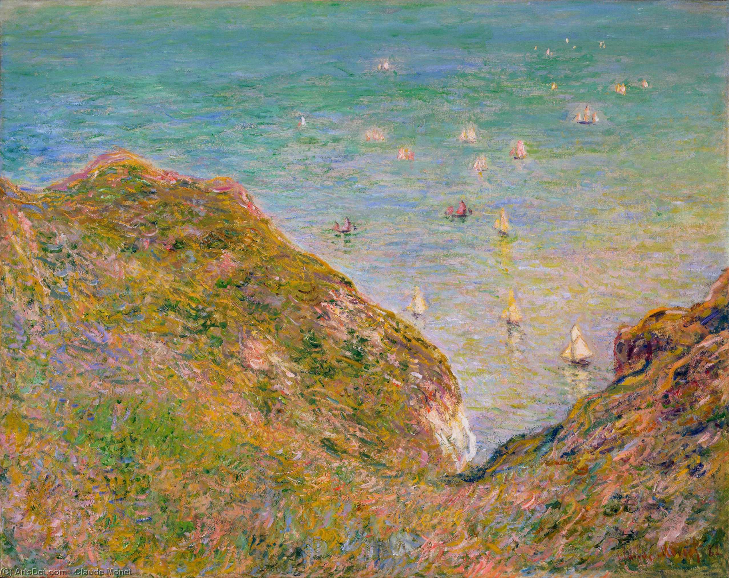 View From The Cliff At Pourville, Bright Weather — Claude Monet
