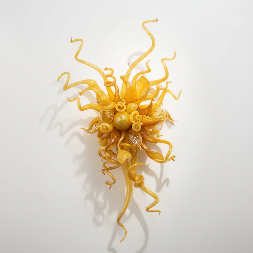 Murano Glass Ethereal Wall Sculpture - Amber Swirls