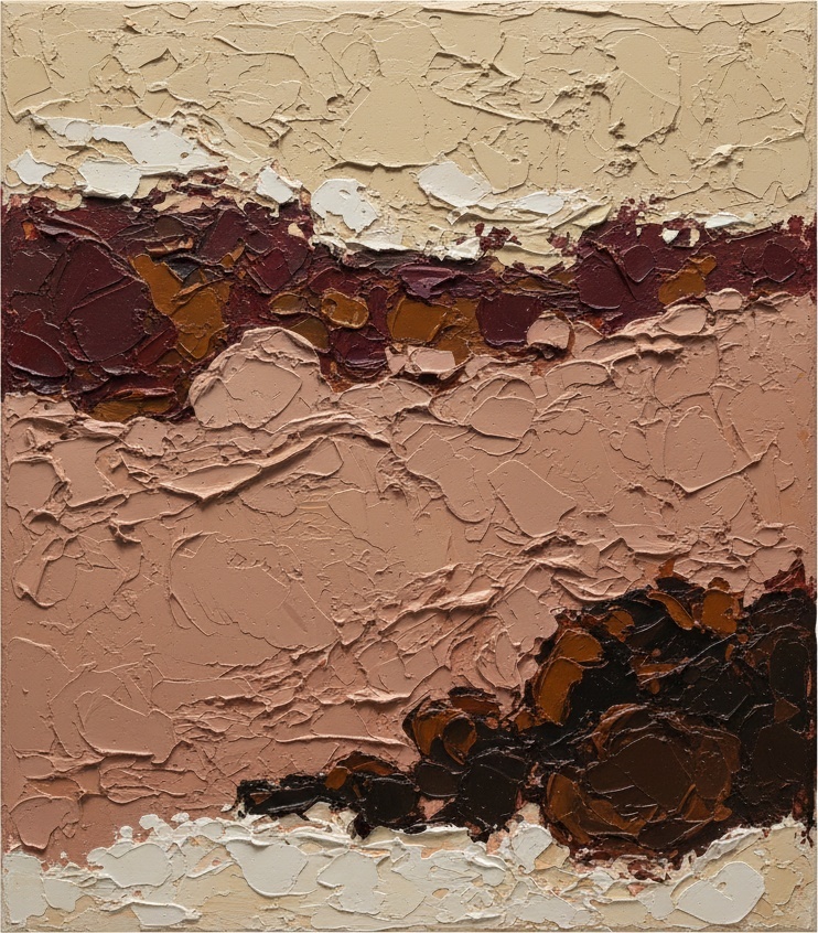 Monolithic Strata In Dusty Rose And Burnt Umber: A Singular Sculptural Earth Study — David Moreau