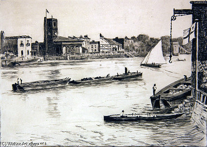 Chelsea Old Church From Battersea — Walter Greaves