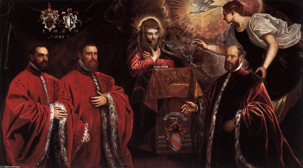 Annunciation And Three Avogadri — Domenico Robusti