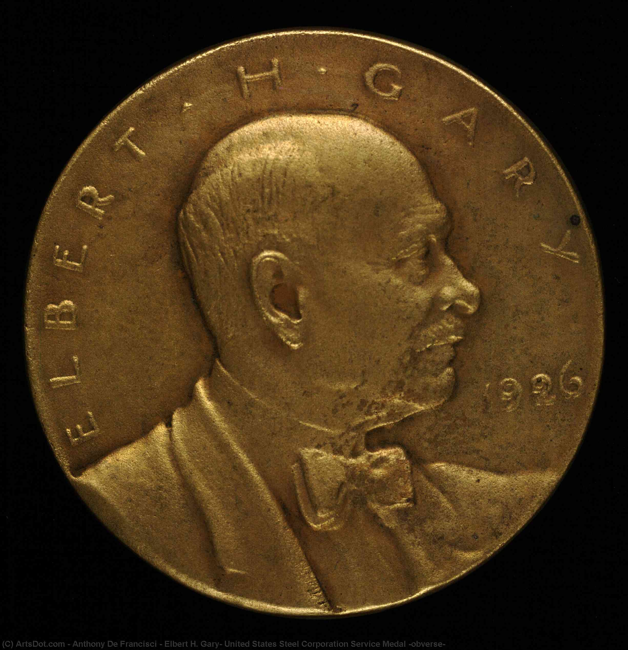 Elbert H. Gary, United States Steel Corporation Service Medal (obverse) — Anthony De Francisci
