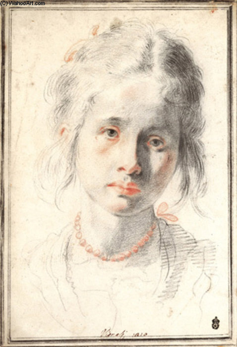 Head Of A Young Woman With A Coral Necklace — Jacopo Vignali