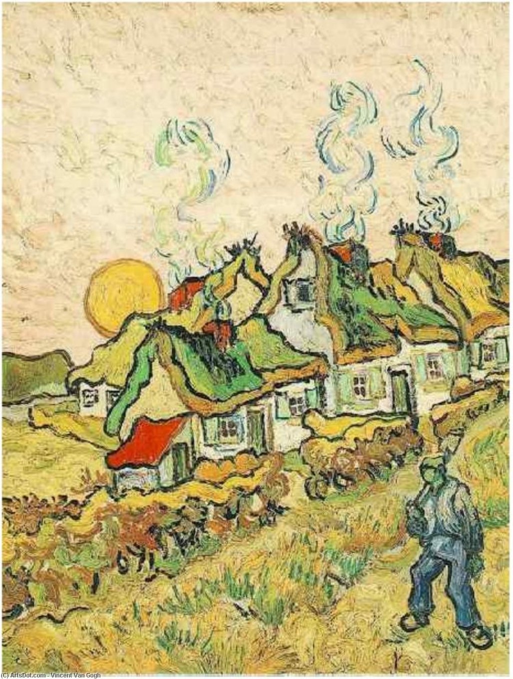 Thatched Cottages In The Sunshine Reminiscence Of The North — Vincent Willem Van Gogh