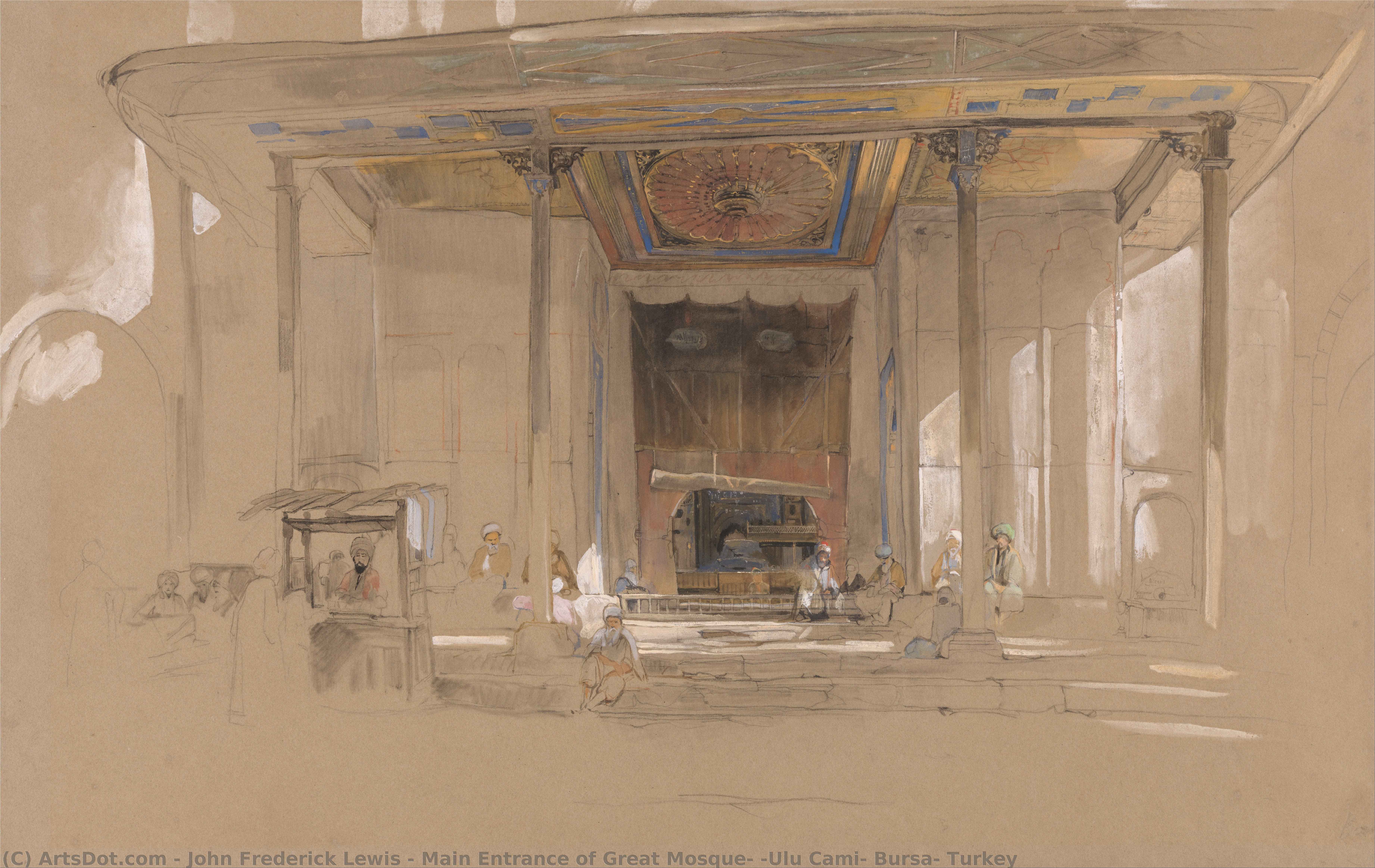 Main Entrance Of Great Mosque, (ulu Cami) Bursa, Turkey — Džon Frederik Luis