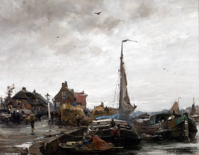 Afgemeerde Schepen Op De Rotterdamse Kade — August Willem Van Voorden