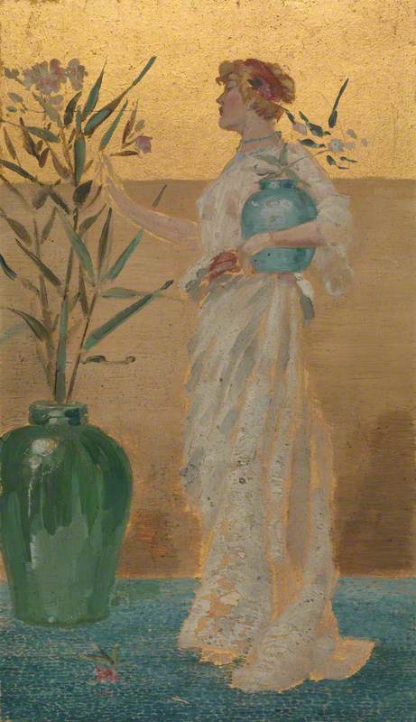 Draped Figure With A Glass Of Flowers — Beatrix Whistler