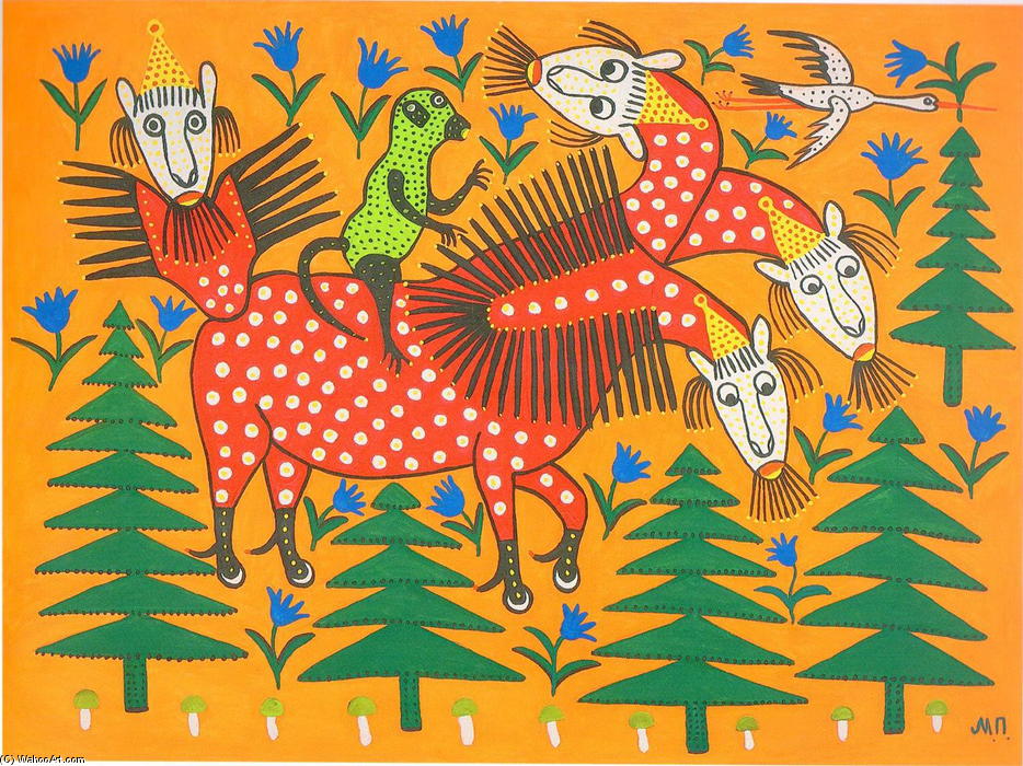 Monkey Riding A Four-headed Beast — Мария Примаченко
