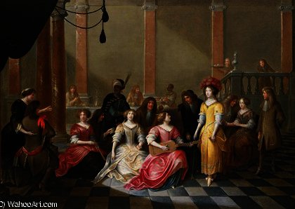 An Elegant Company At Music Before A Banquet — Hieronymus Janssens