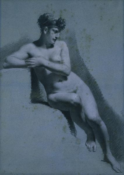 Study Of A Nude Woman, Seated Looking To The Right — Pierre-paul Prud'hon