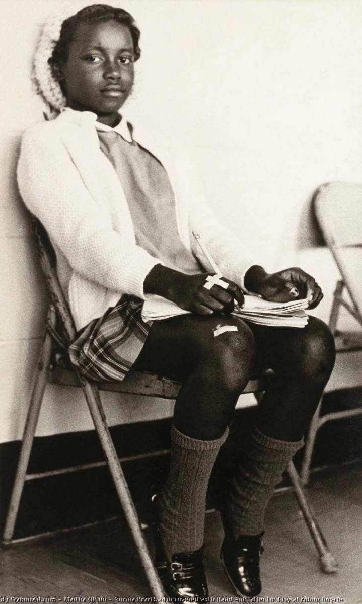 Norma Pearl Sartin Covered With Band Aids After First Try At Riding Bicycle — Martha Olson