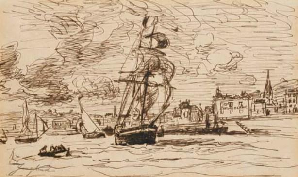 The Entrance To The Port Of Honfleur — Johan Barthold Jongkind