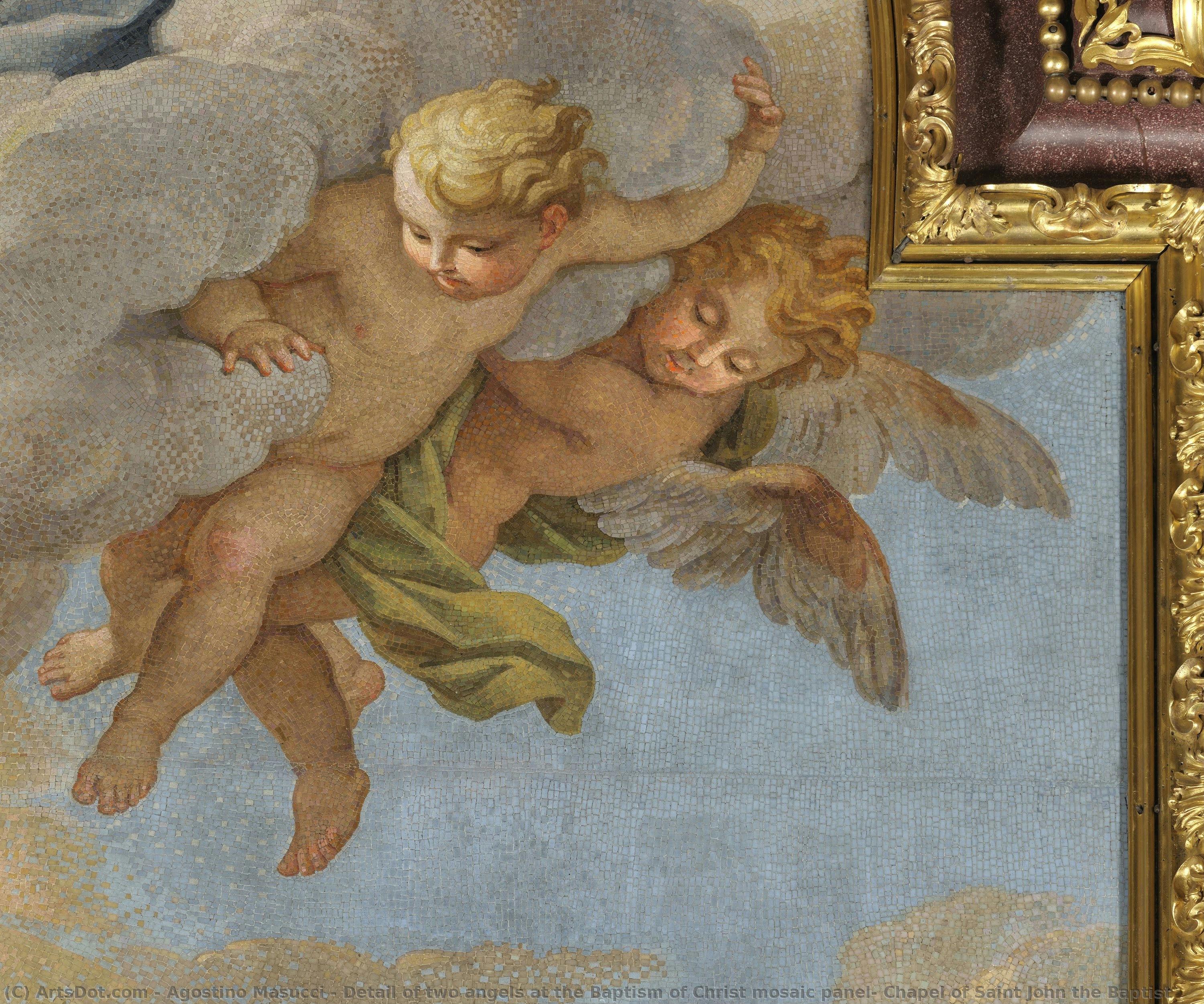 Detail Of Two Angels At The Baptism Of Christ Mosaic Panel, Chapel Of Saint John The Baptist — Agostino Masucci