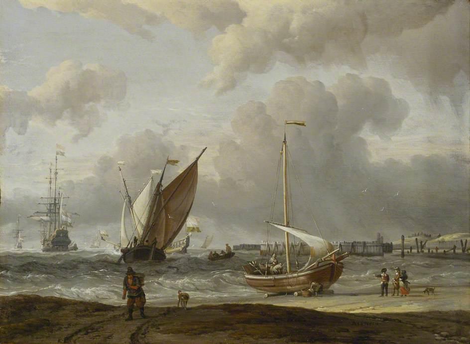 Fishing Boats In A Storm Off The Dutch Coast At Den Helder — Abraham Storck (sturckenburch)