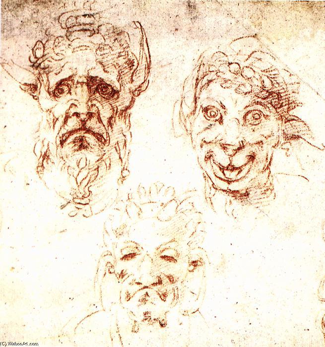 Estudios De Cabezas Grotescas — Miguel Ángel