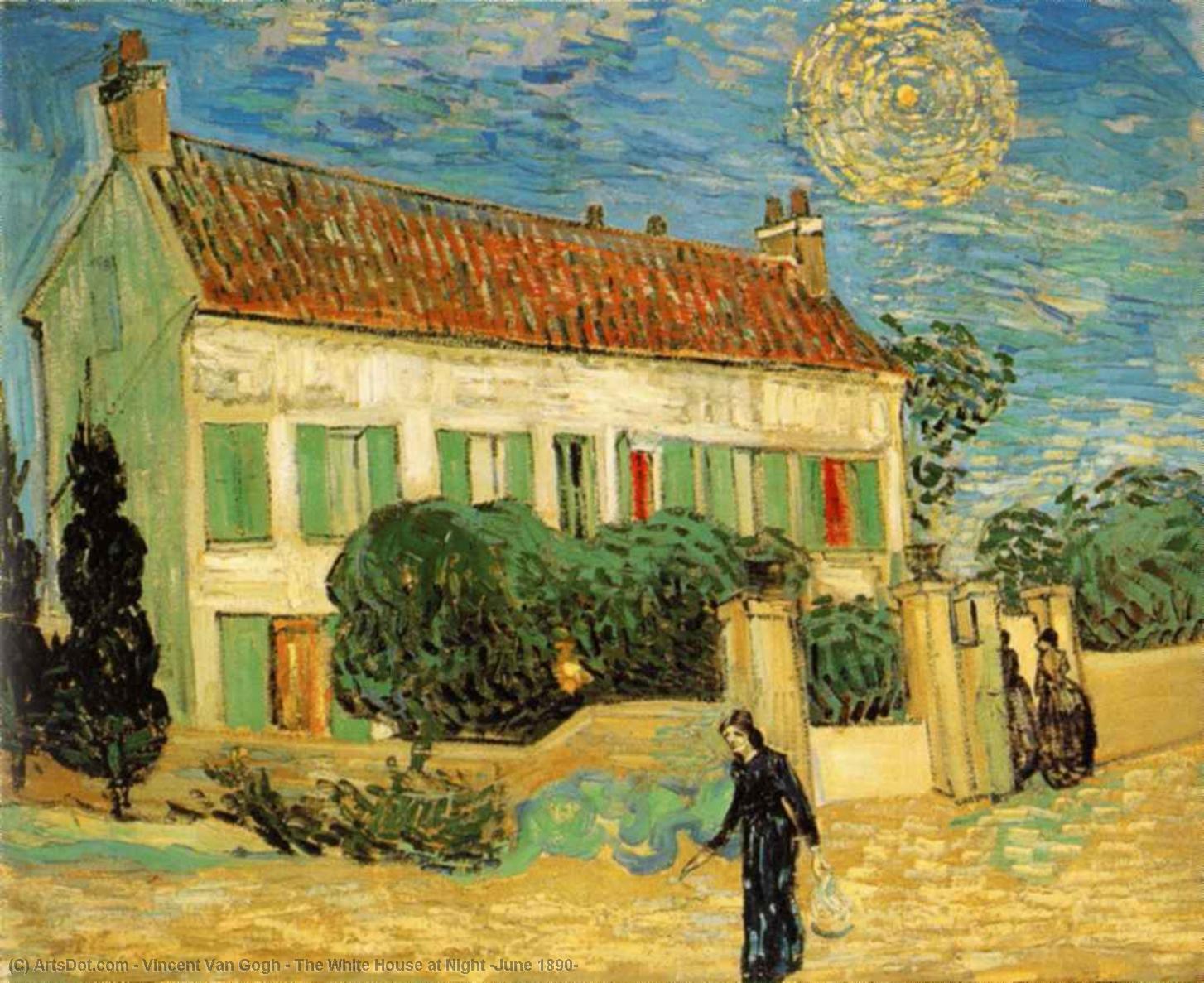 La Casa Blanca De Noche [junio 1890] — Vincent Willem Van Gogh