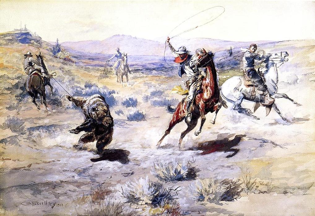'roping A Grizzly (also Known As Roping A Rustler)' — Charles Marion Russell