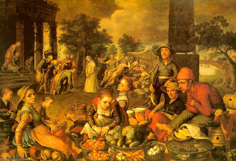 Market Scene With Christ And The Adulteress — Pieter Aertsen