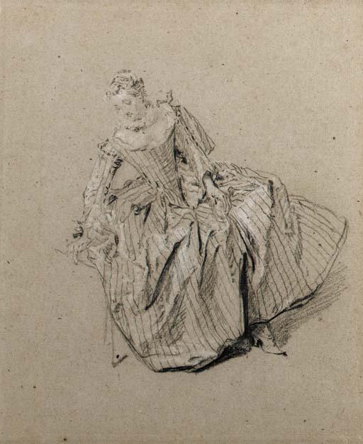 A Seated Woman, Looking Down To The Left — Nicolas Lancret