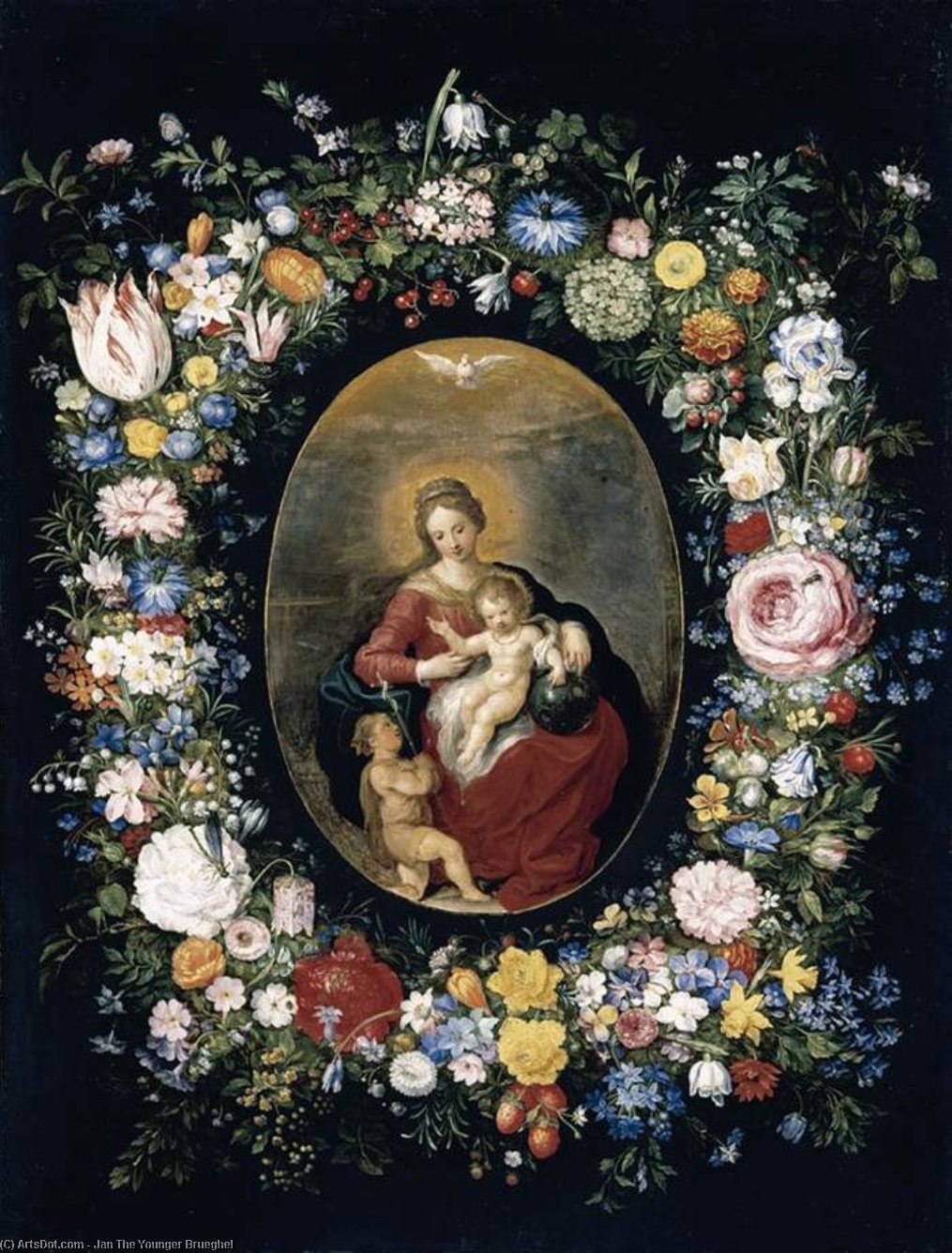 Virgin And Child With Infant St John In A Garland Of Flowers — Jan The Younger Brueghel