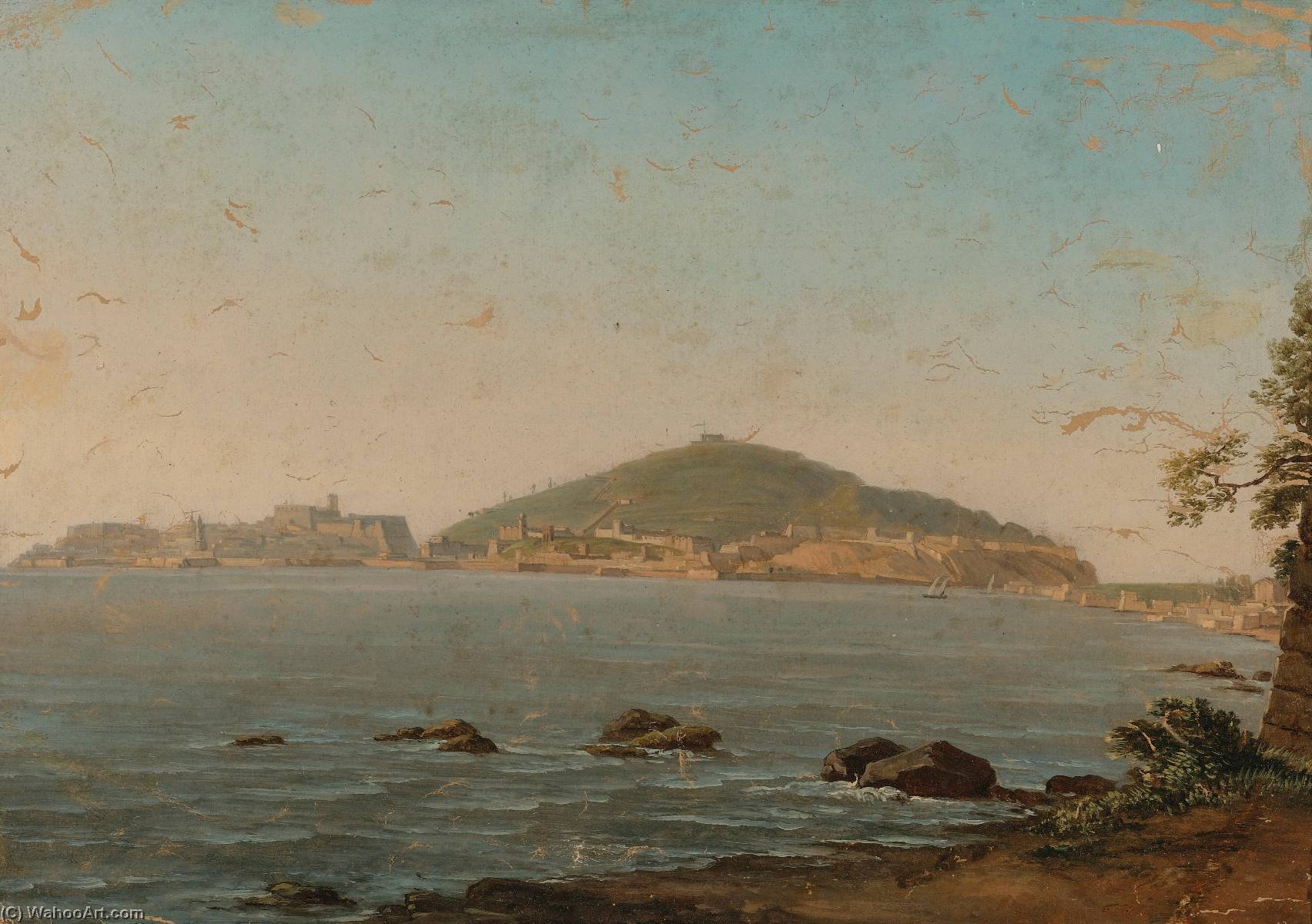 A View Of Naples From The Portici, The Castel Dell'ovo On The Left — Simon Joseph Alexandre Clément Denis