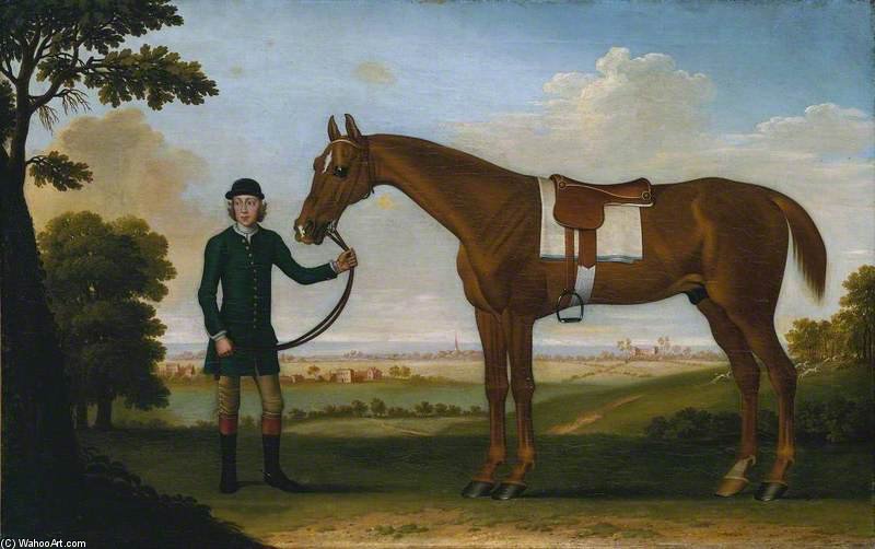 Chestnut Horse With A Groom Near Newmarket — James Seymour