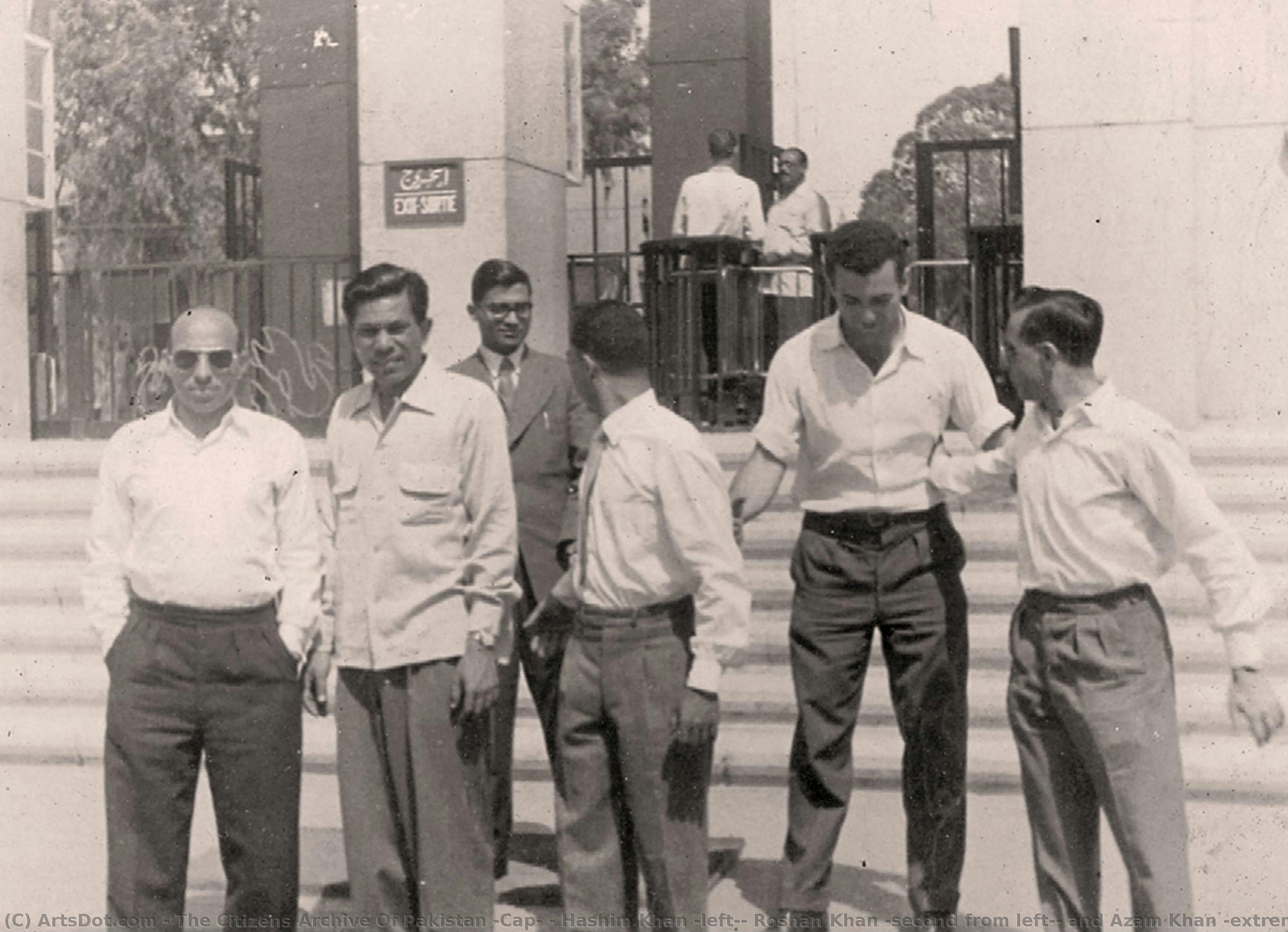 Hashim Khan (left), Roshan Khan (second From Left), And Azam Khan (extreme Right) Pictured In Front Of A Museum In Egypt During International Touring. Circa 1950s. — The Citizens Archive Of Pakistan (cap)