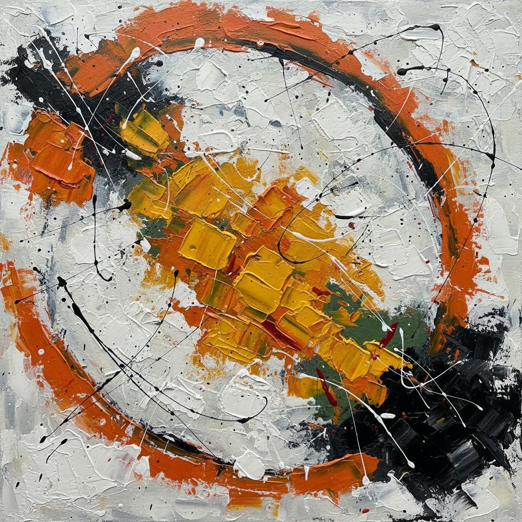 Orbital Tension In Ochre And Burnt Orange: A Monumental Abstract Study — Laurent Lefèvre