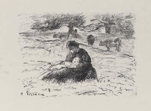 Femme Et Enfant Dans Les Champs — Camille Pissarro