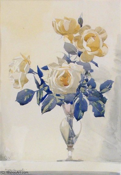 Still Life - Roses In A Glass Vase — Arthur Henry Church