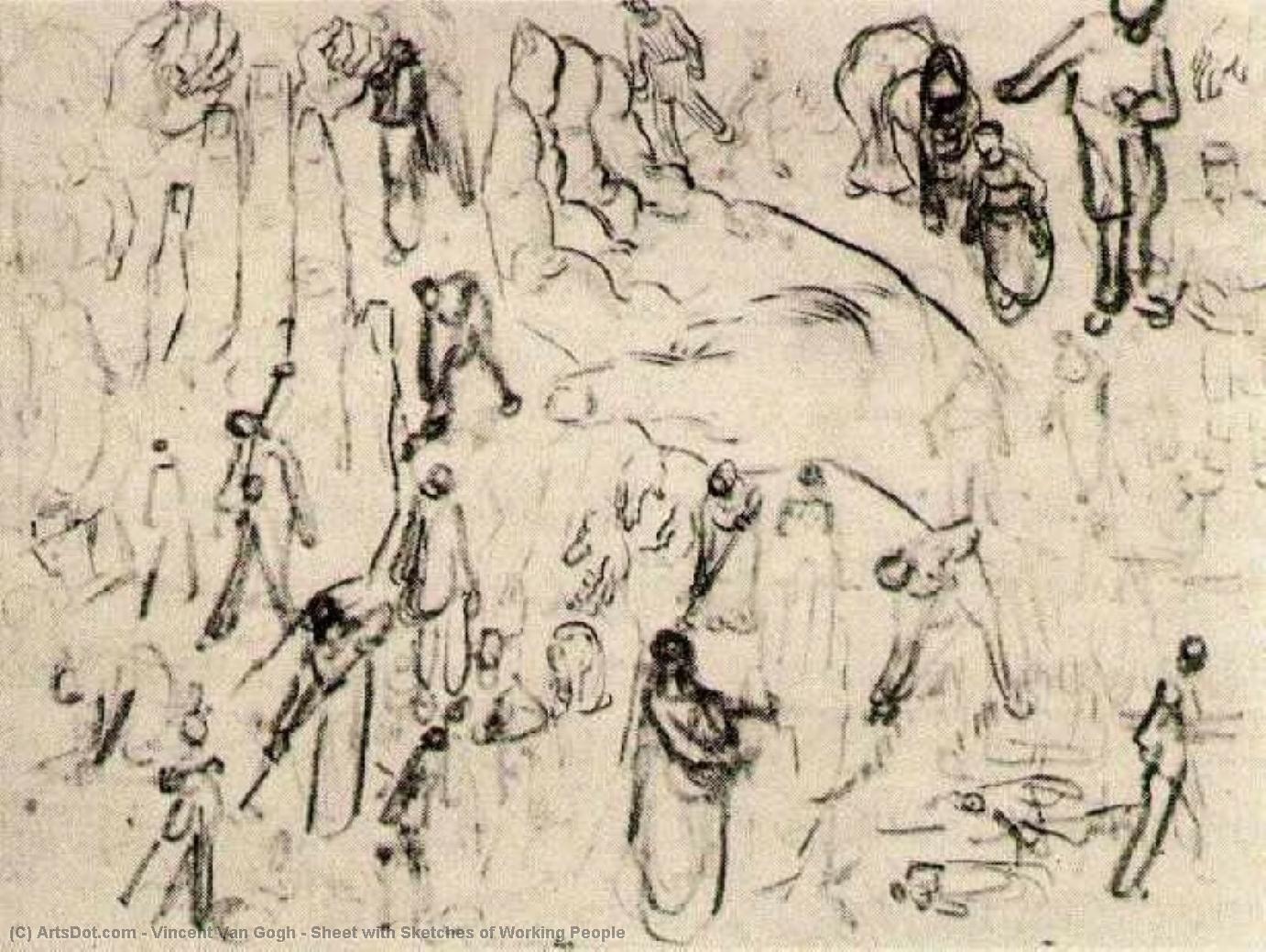 Hoja Con Dibujos De Trabajadores — Vincent Willem Van Gogh