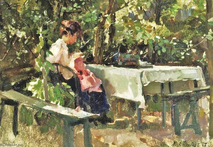 Sewing In The Garden — Otto Willem Albertus (albert) Roelofs