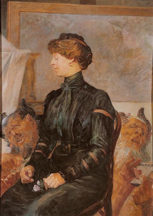 Portrait Of The Artist's Wife With Two Fauns — Jacek Malczewski