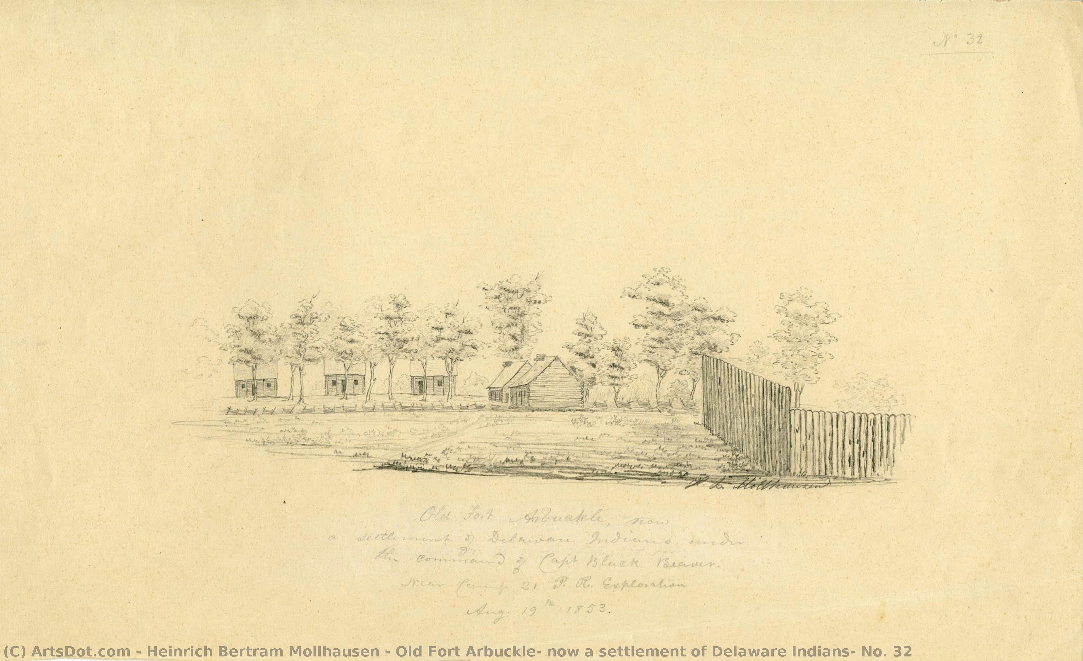 Old Fort Arbuckle, Now A Settlement Of Delaware Indians, No. 32 — Heinrich Bertram Mollhausen