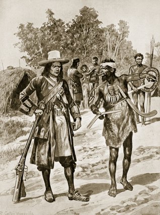 Dampier Examining A Boomerang In Australia — Richard Caton Woodville