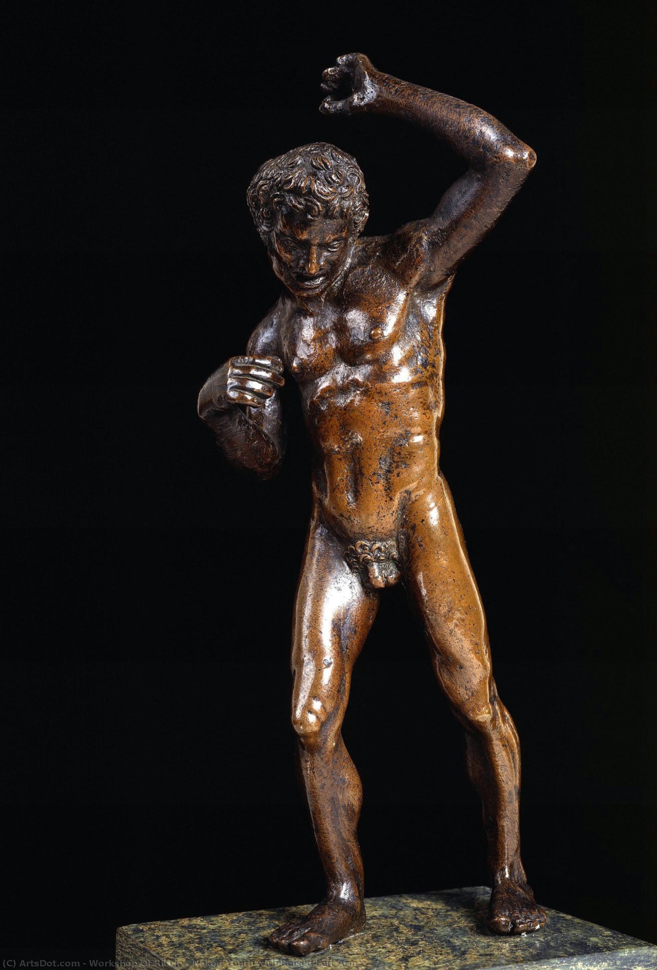 Naked Youth With Raised Left Arm — Workshop Of Riccio