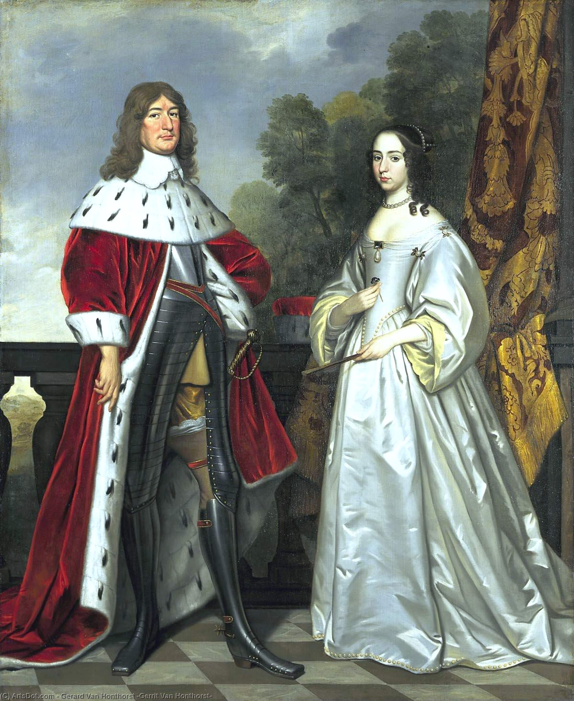 Double Portrait Of Friedrich Wilhelm I And Louise Henriette — Gerard Van Honthorst
