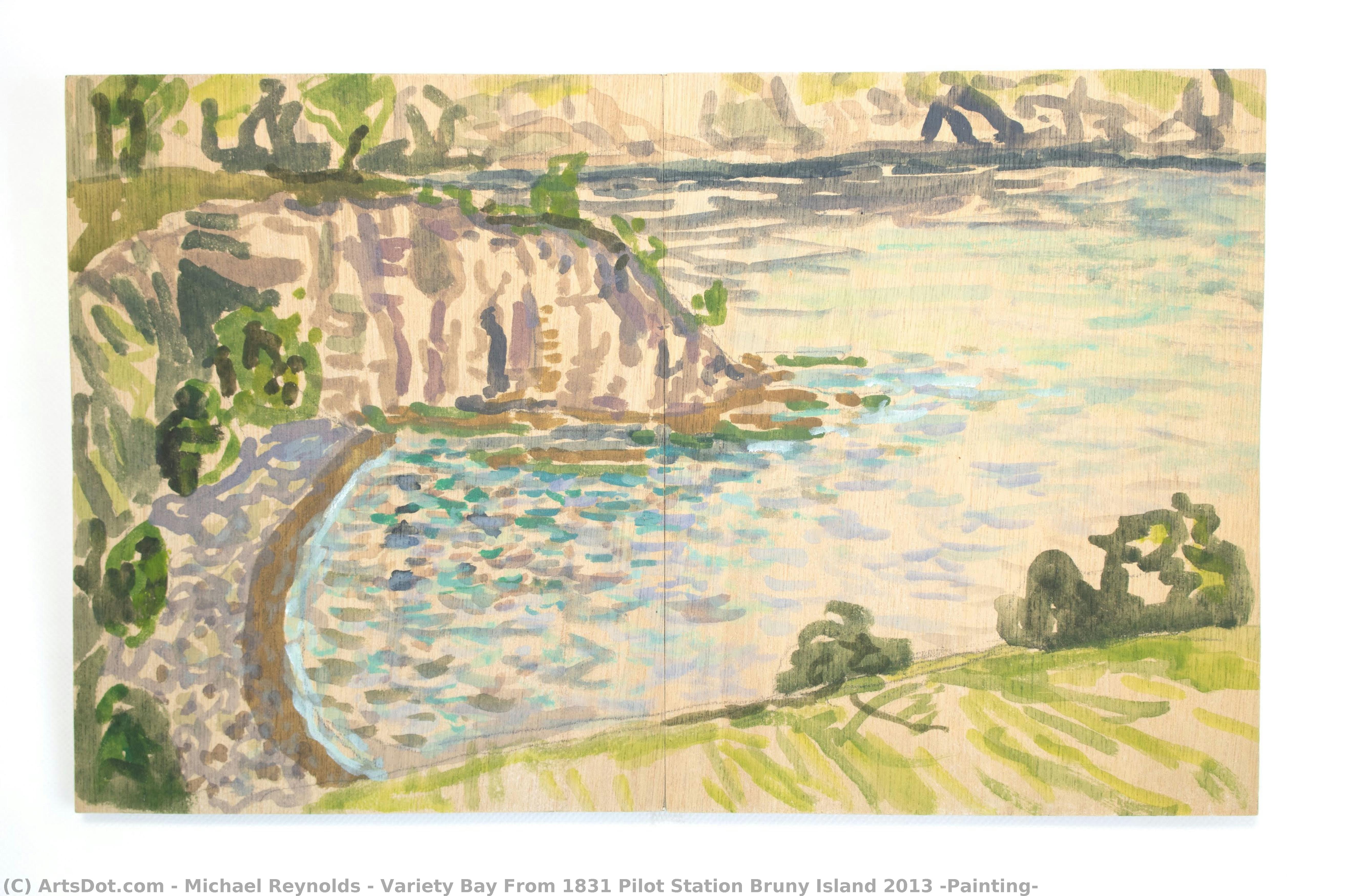 Variety Bay From 1831 Pilot Station Bruny Island 2013 (painting) — Michael Reynolds