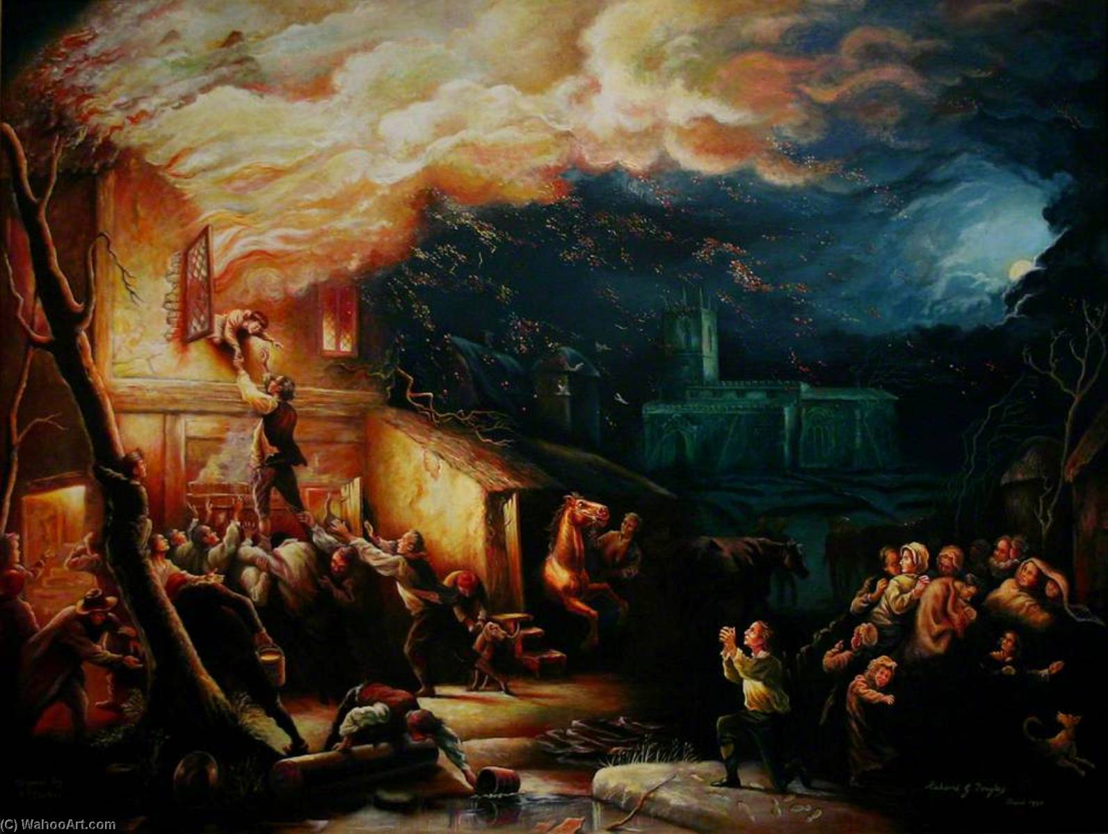 Epworth Rectory Fire, 1909 (after Henry Perlee Parker) — Richard Gilmore Douglas