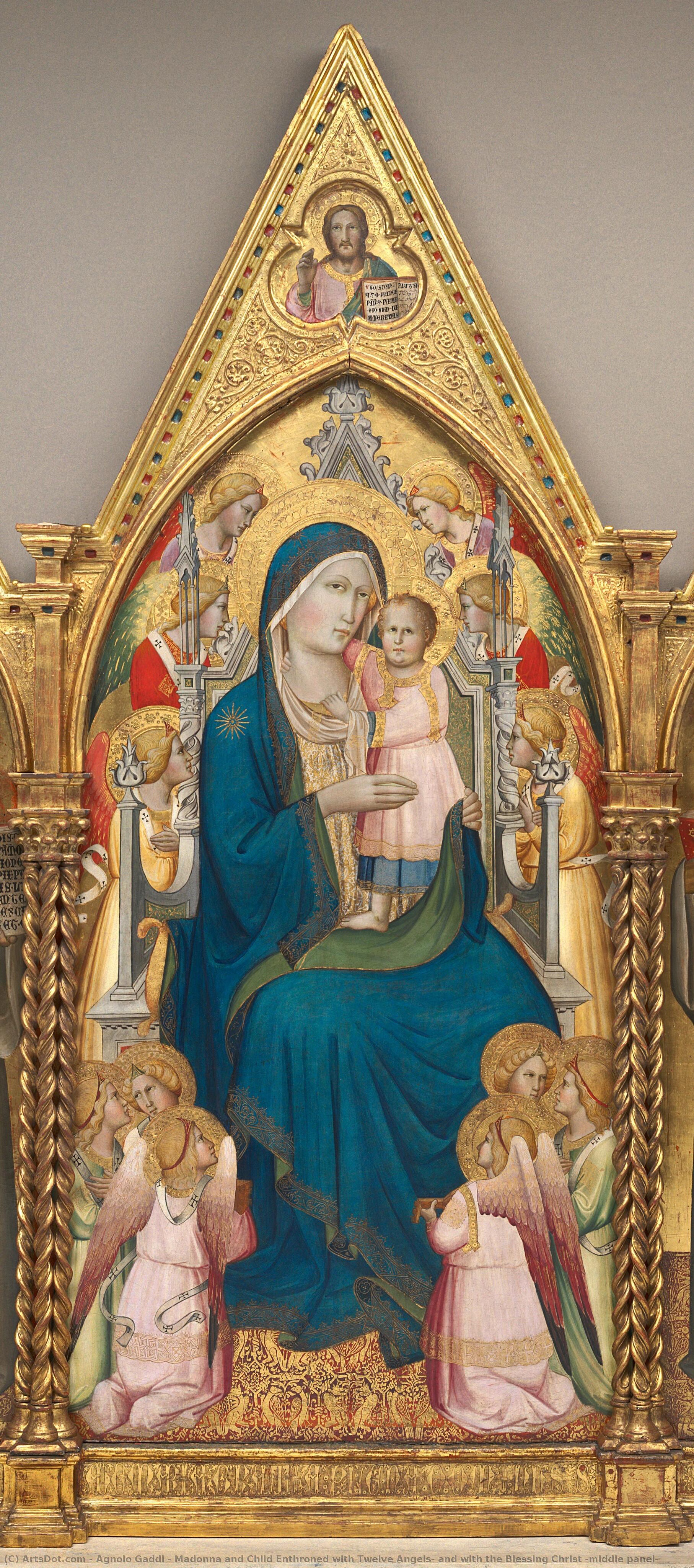 Madonna And Child Enthroned With Twelve Angels, And With The Blessing Christ [middle Panel] — Agnolo Gaddi