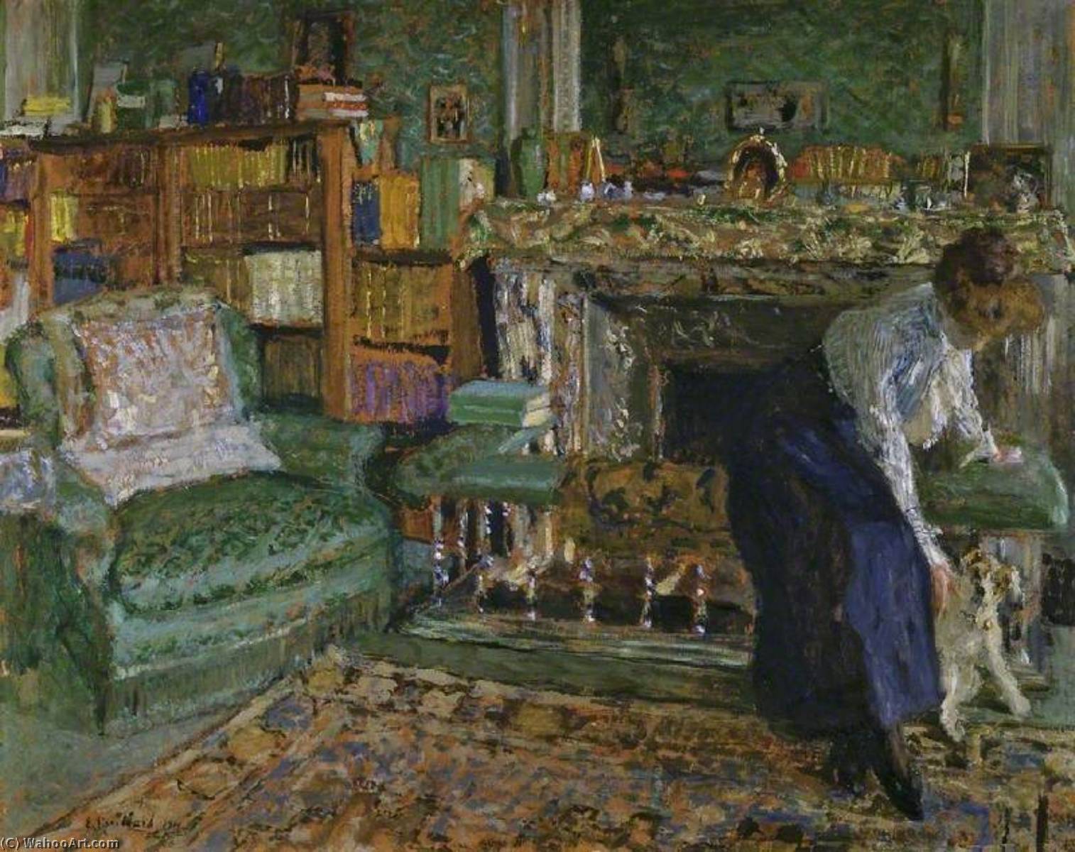 Marguerite Chapin In Ihrer Wohnung Mit Ihrem Hund — Jean-édouard Vuillard