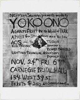 Poster For Works By Yoko Ono, Carnegie Recital Hall, New York, 1961 — George Maciunas