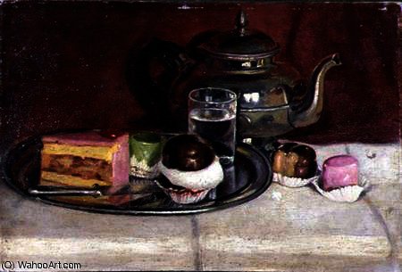 Still Life With Cakes And A Silver Teapot — Pericles Pantazis