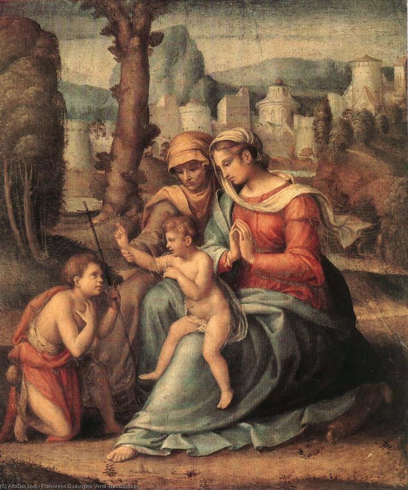 Madonna With Child, St Elisabeth And The Infant St John The Baptist — Francesco D'ubertino Verdi (bacchiacca)