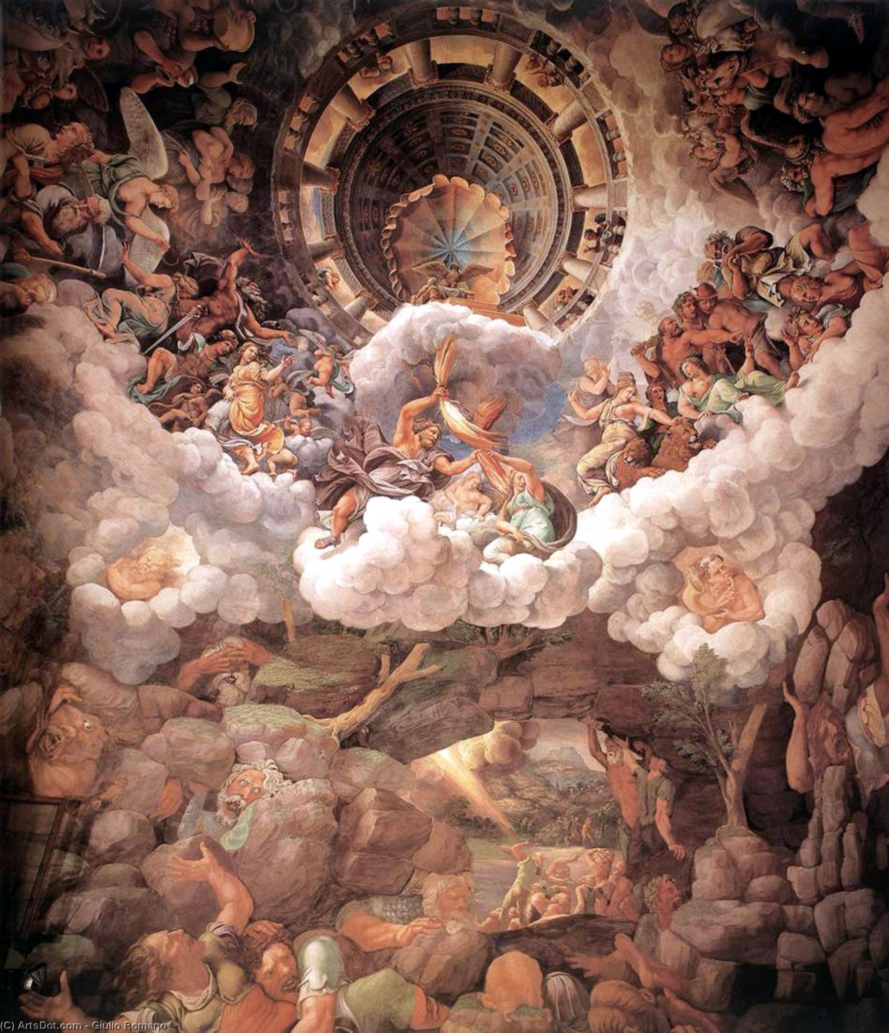 Blick Auf Die Sala Dei Giganti (gewölbe Und Südwand) — Giulio Romano