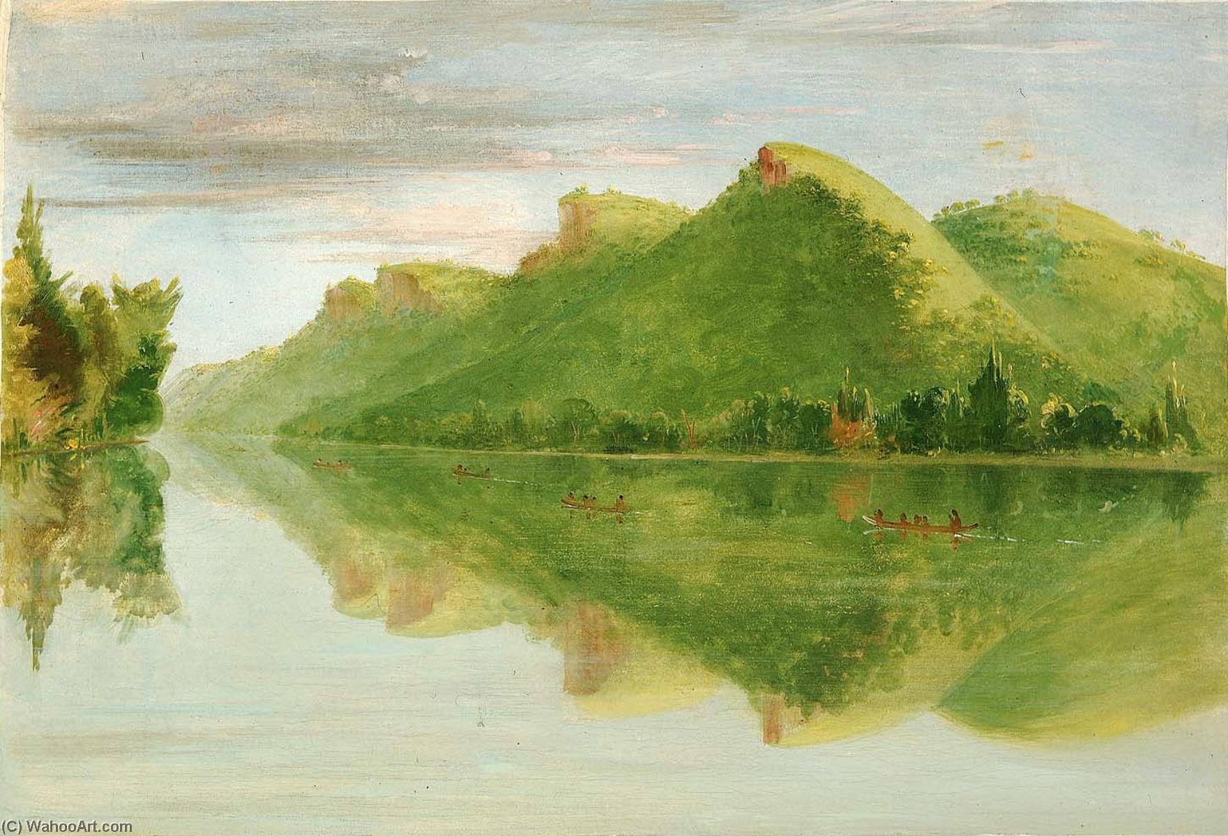 View On The Upper Mississippi, Beautiful Prairie Bluffs — George Catlin