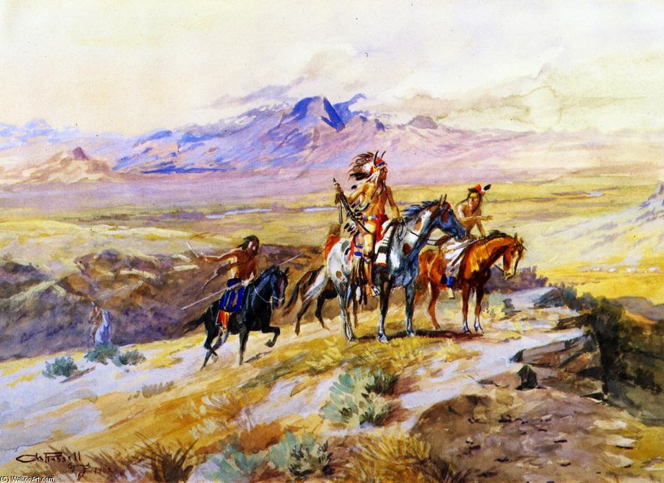 Indians Scouting A Wagon Train — Charles Marion Russell