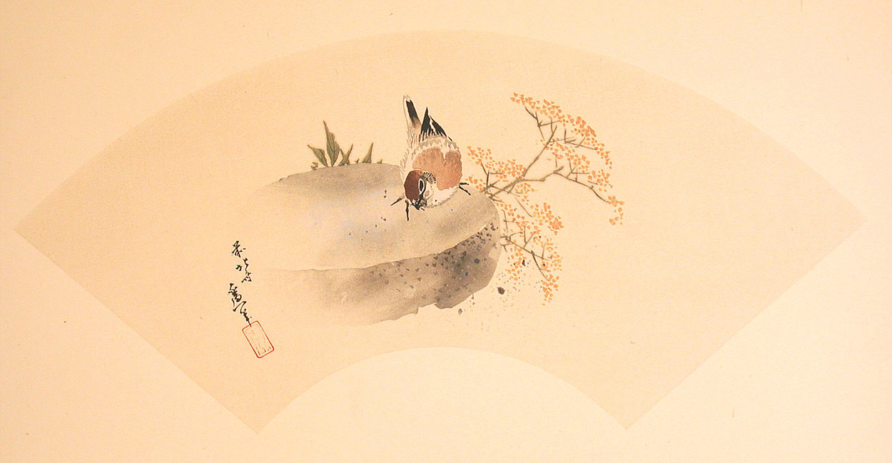 Sparrow On Stone — Katsushika Hokusai